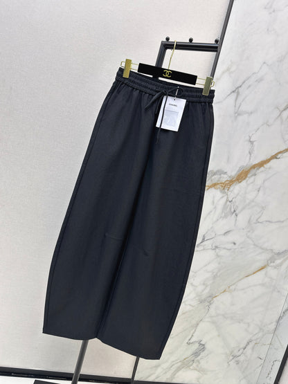 Pure Cotton Curved Wide-Leg Pants
