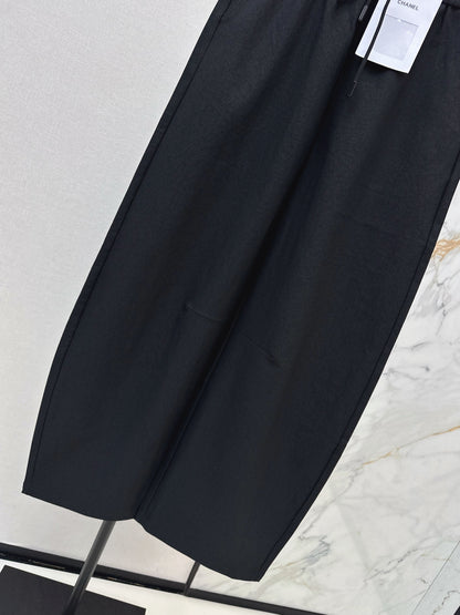 Pure Cotton Curved Wide-Leg Pants