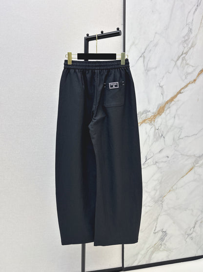 Pure Cotton Curved Wide-Leg Pants