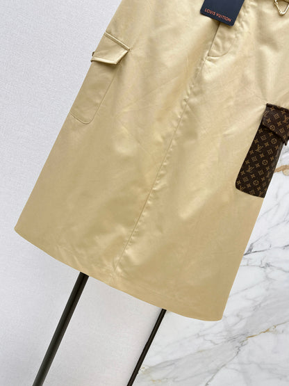 Pocket Appliqué Midi Skirt