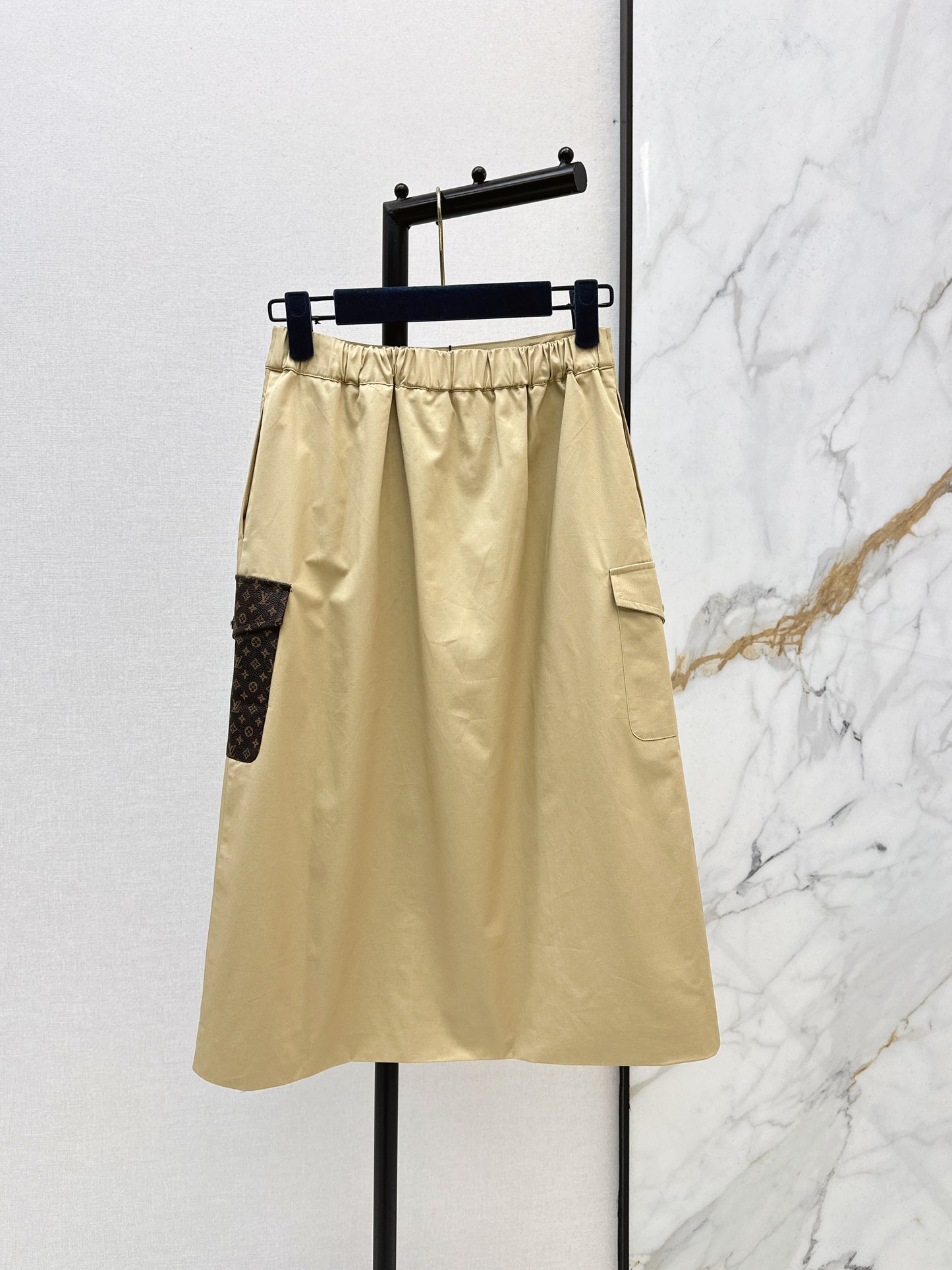 Pocket Appliqué Midi Skirt