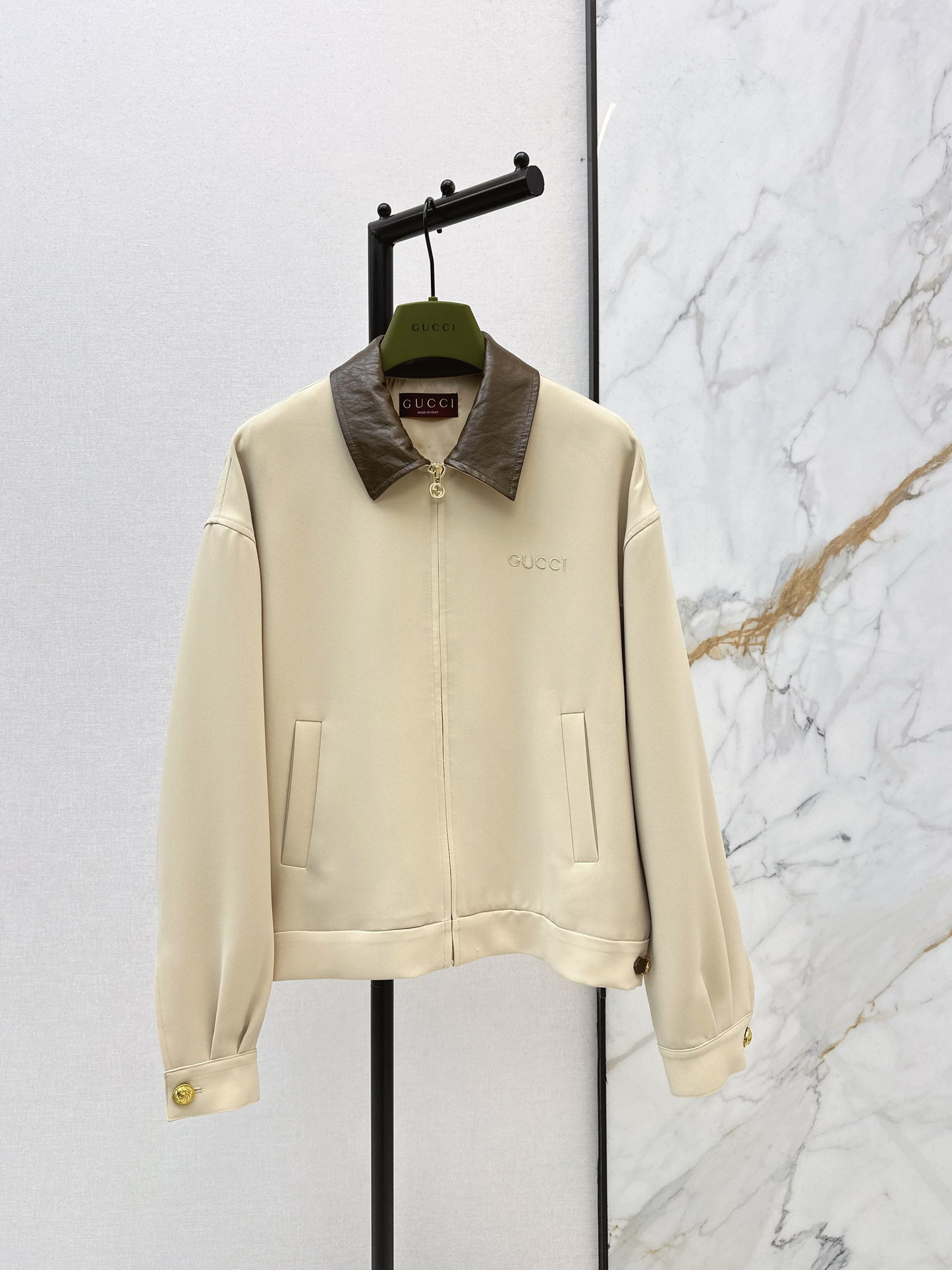 Leather lapel jacket