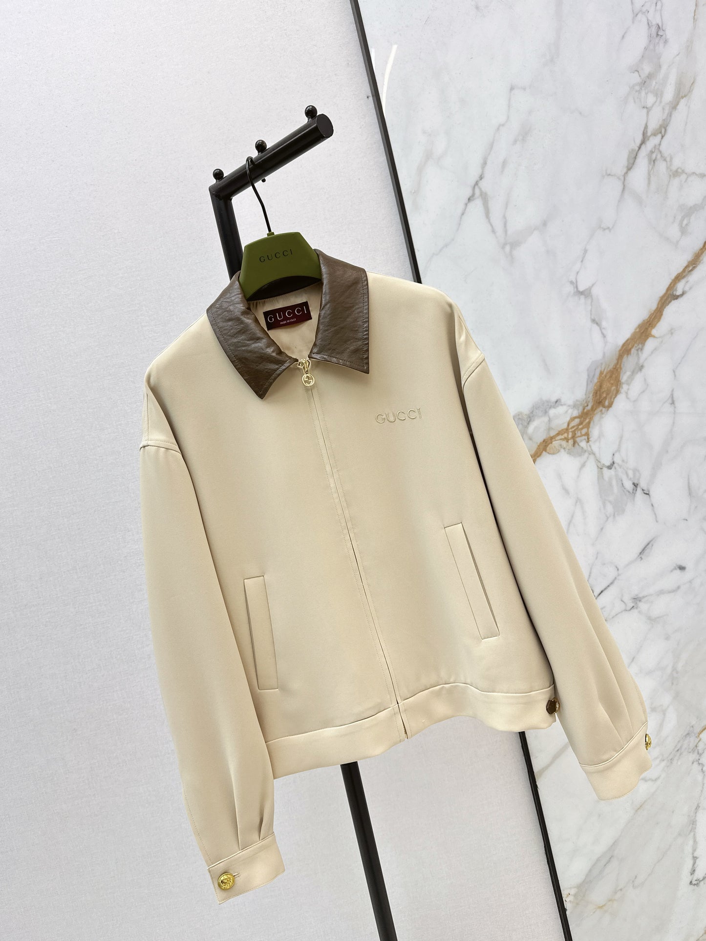 Leather lapel jacket