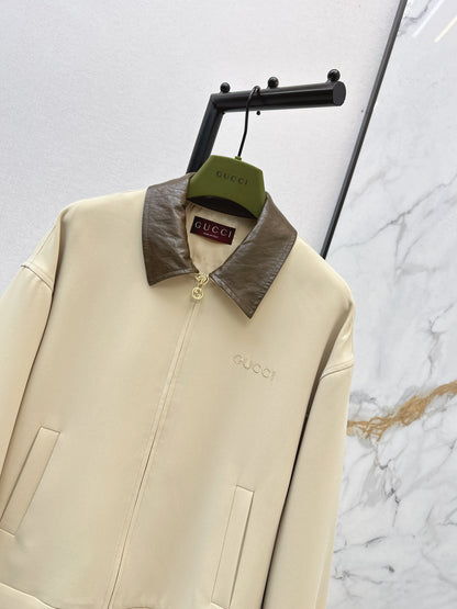 Leather lapel jacket