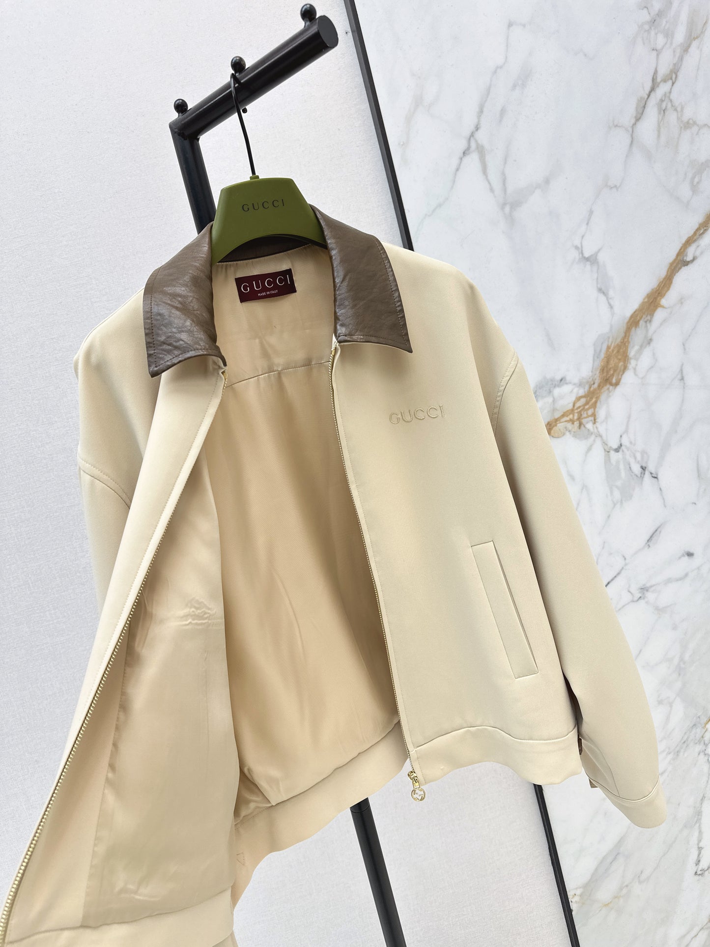 Leather lapel jacket