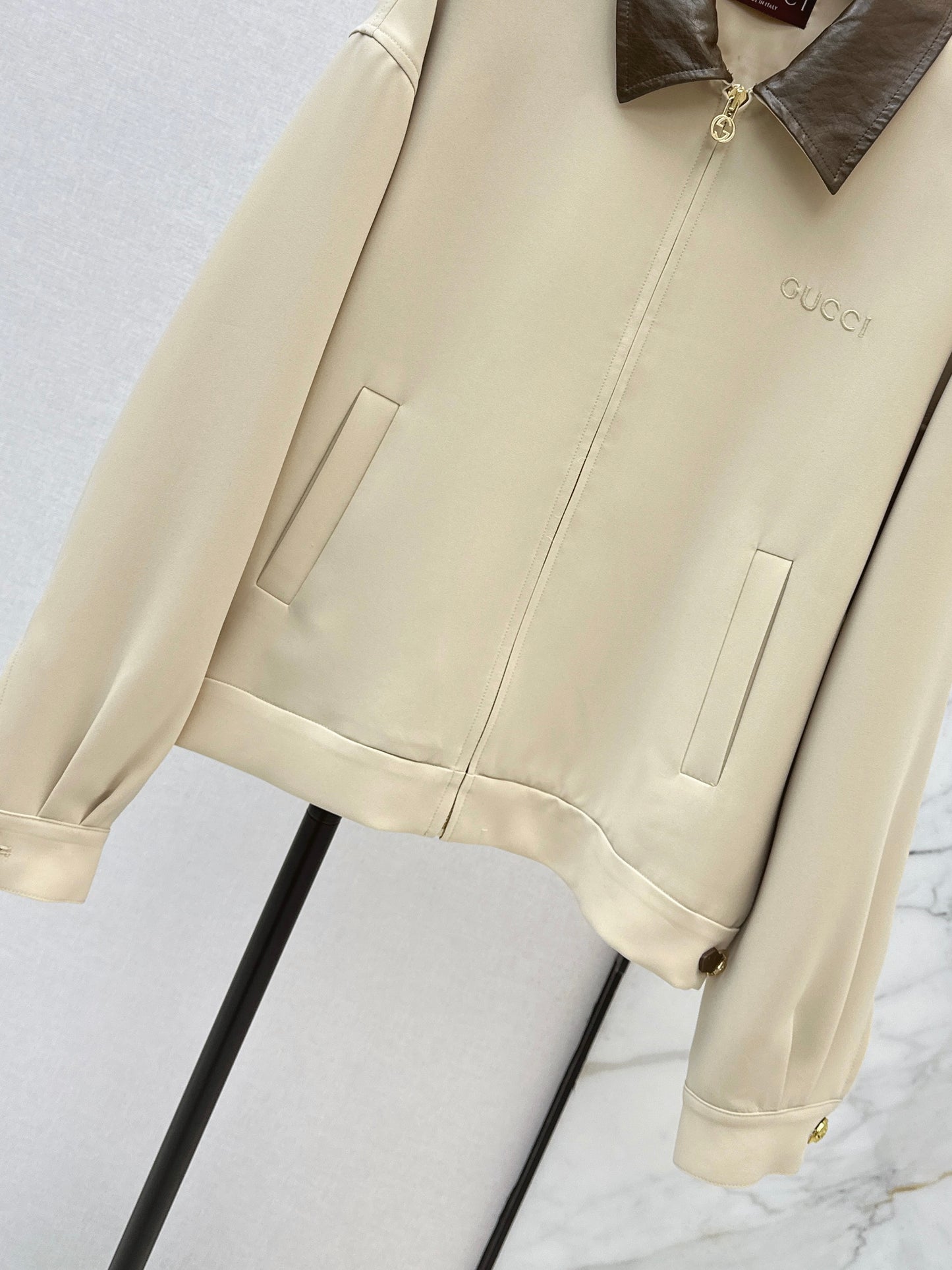Leather lapel jacket