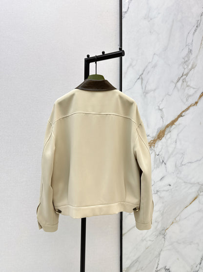 Leather lapel jacket
