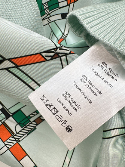 Patterned patchwork knit cardigan