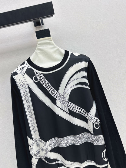 Patterned patchwork knit sweater