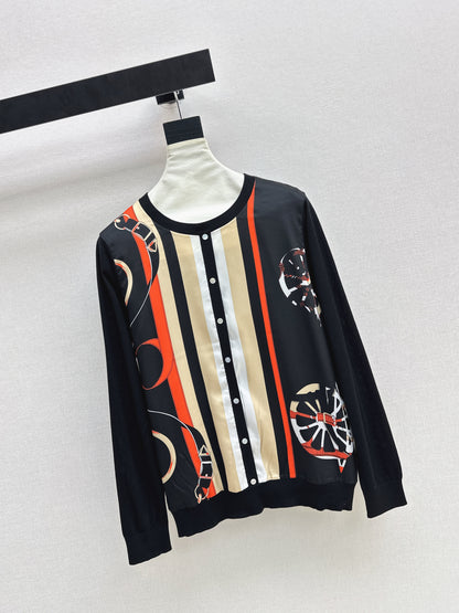 Patterned patchwork knit sweater