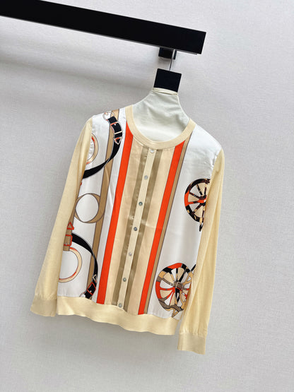 Patterned patchwork knit sweater