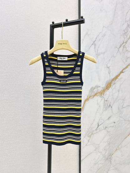 Striped sleeveless knit vest