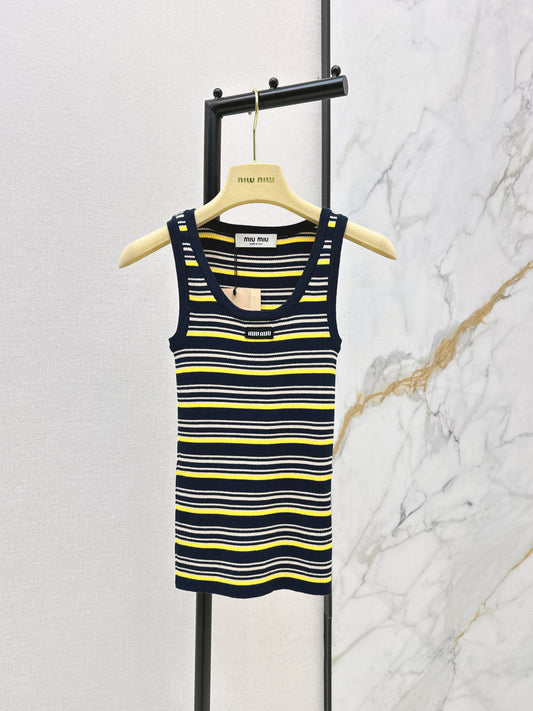 Striped sleeveless knit vest