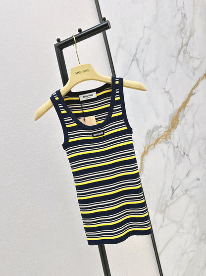 Striped sleeveless knit vest