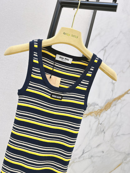 Striped sleeveless knit vest