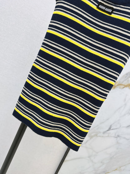 Striped sleeveless knit vest