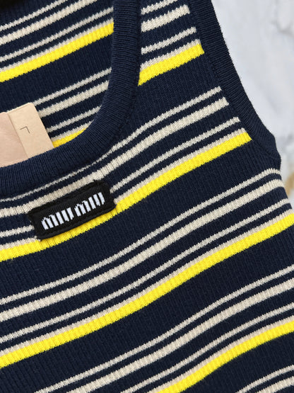 Striped sleeveless knit vest