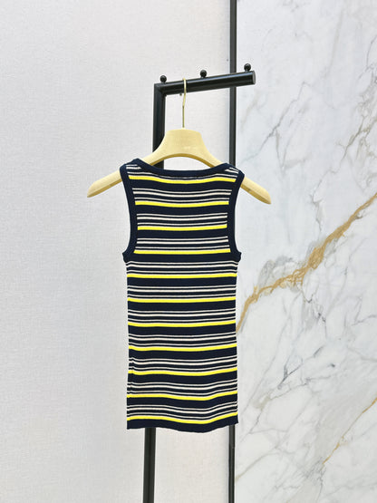 Striped sleeveless knit vest