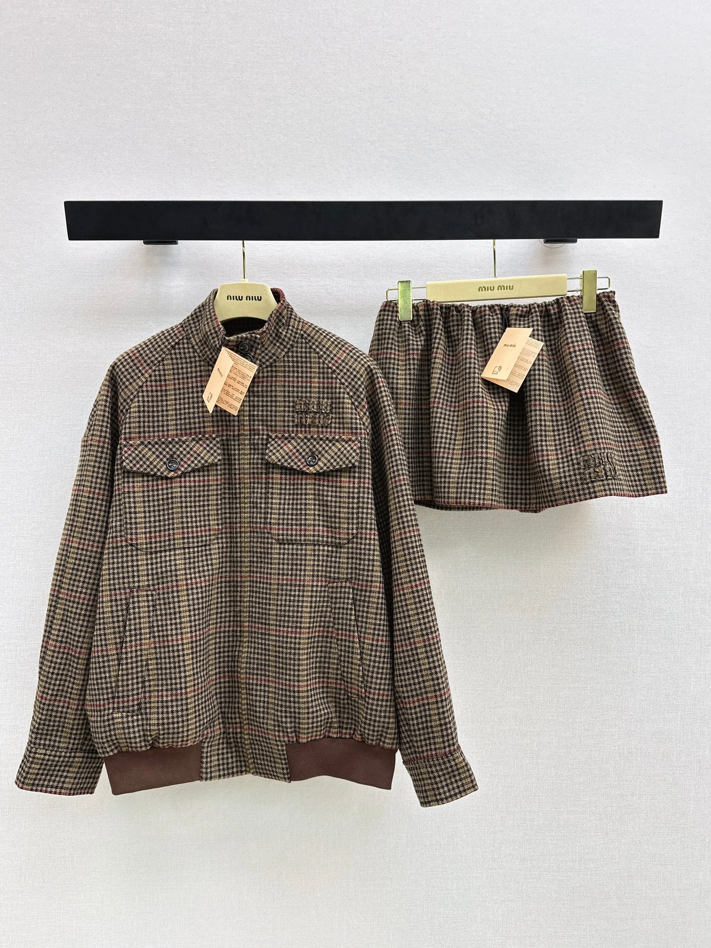 Stand-up collar oversized jacket/skirt
