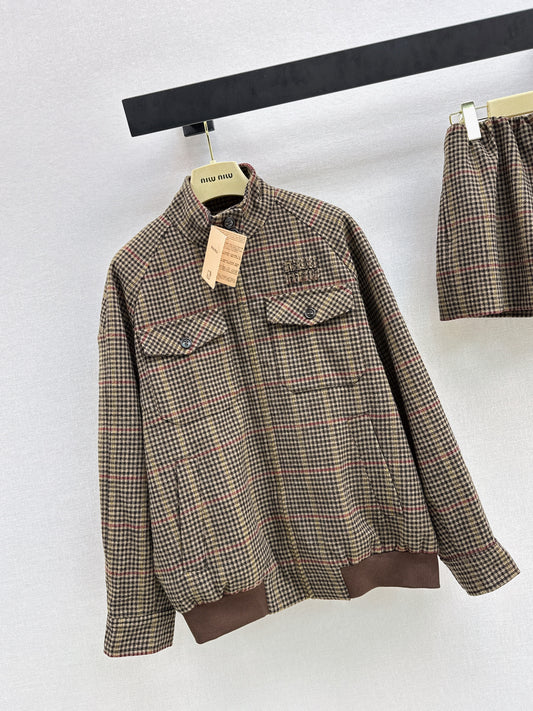 Stand-up collar oversized jacket/skirt