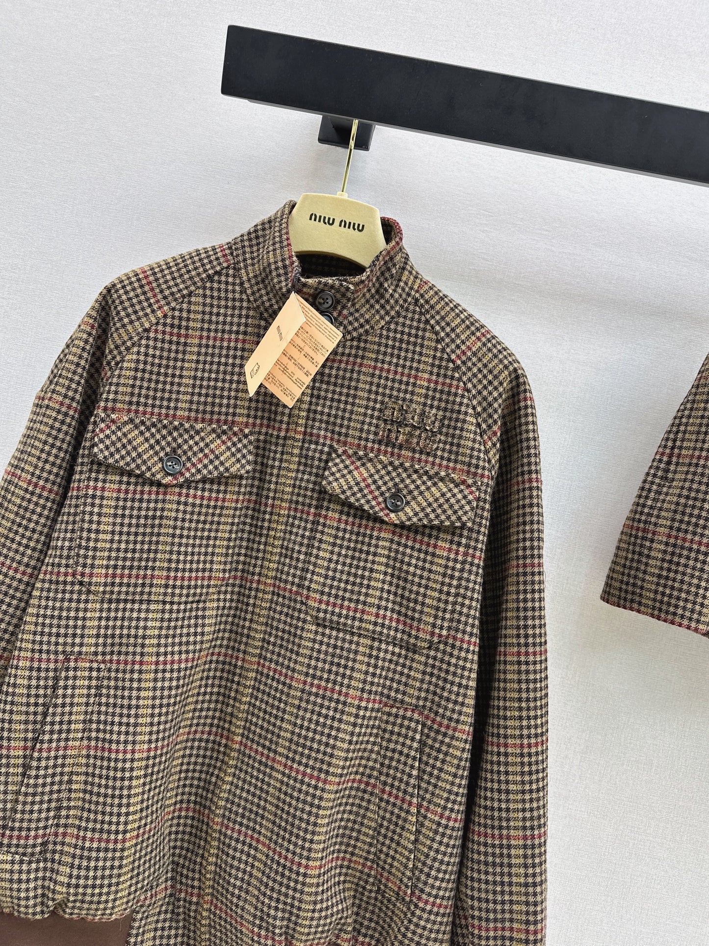 Stand-up collar oversized jacket/skirt