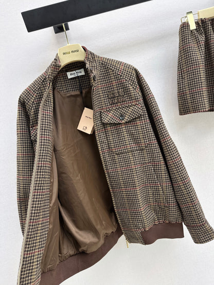 Stand-up collar oversized jacket/skirt