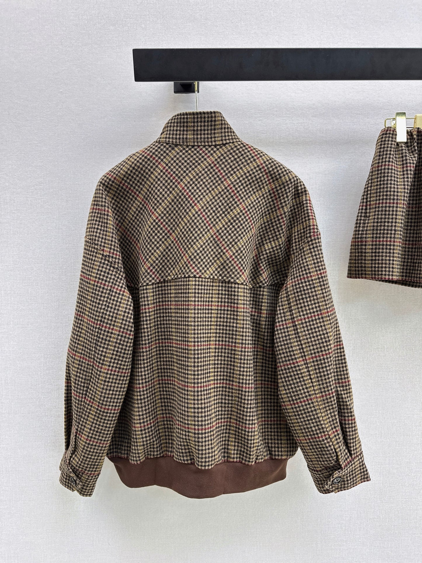 Stand-up collar oversized jacket/skirt
