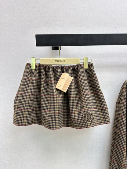 Stand-up collar oversized jacket/skirt