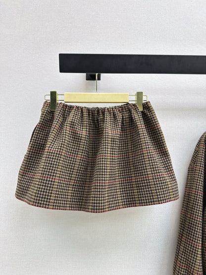 Stand-up collar oversized jacket/skirt