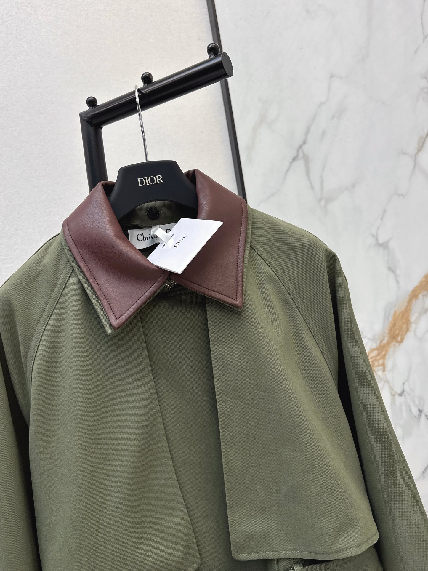 Color-blocked Lapel Trench Coat