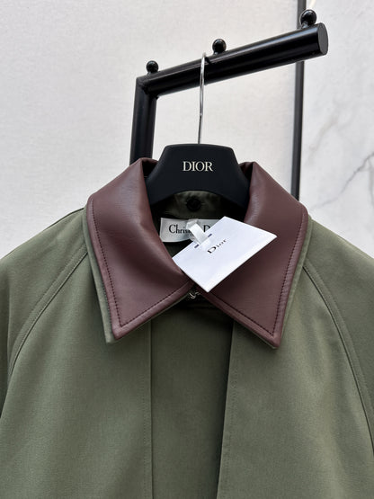 Color-blocked Lapel Trench Coat