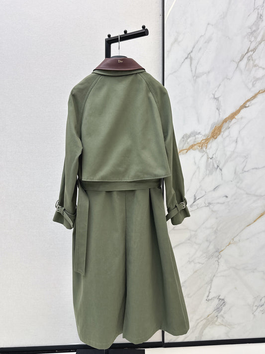 Color-blocked Lapel Trench Coat