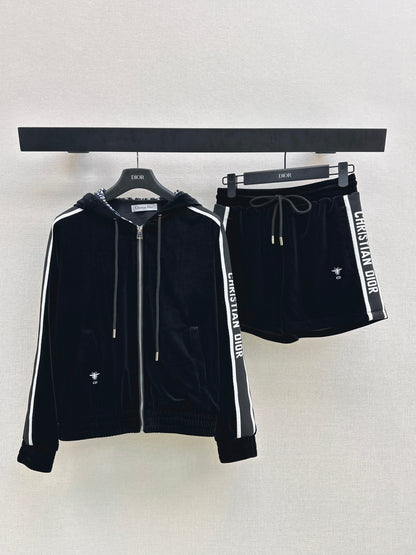 Velvet Suit with Webbing Trim