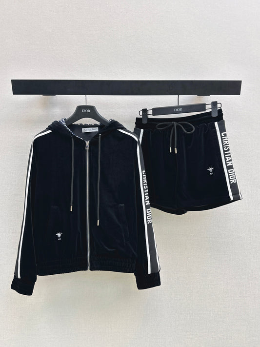 Velvet Suit with Webbing Trim