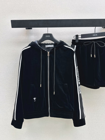 Velvet Suit with Webbing Trim