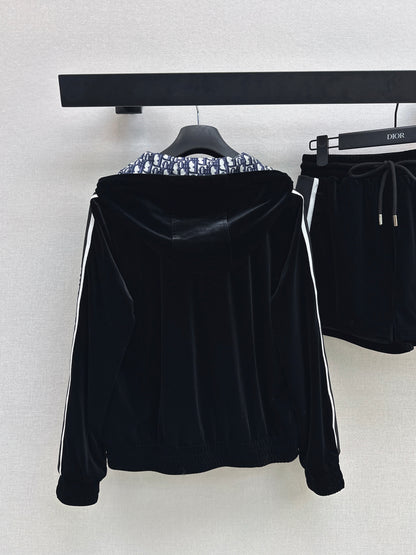 Velvet Suit with Webbing Trim