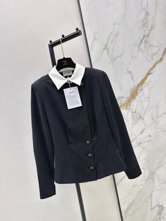 Color-blocked collared shirt