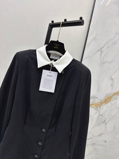 Color-blocked collared shirt