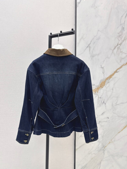 Color-blocked collared jacket/skirt