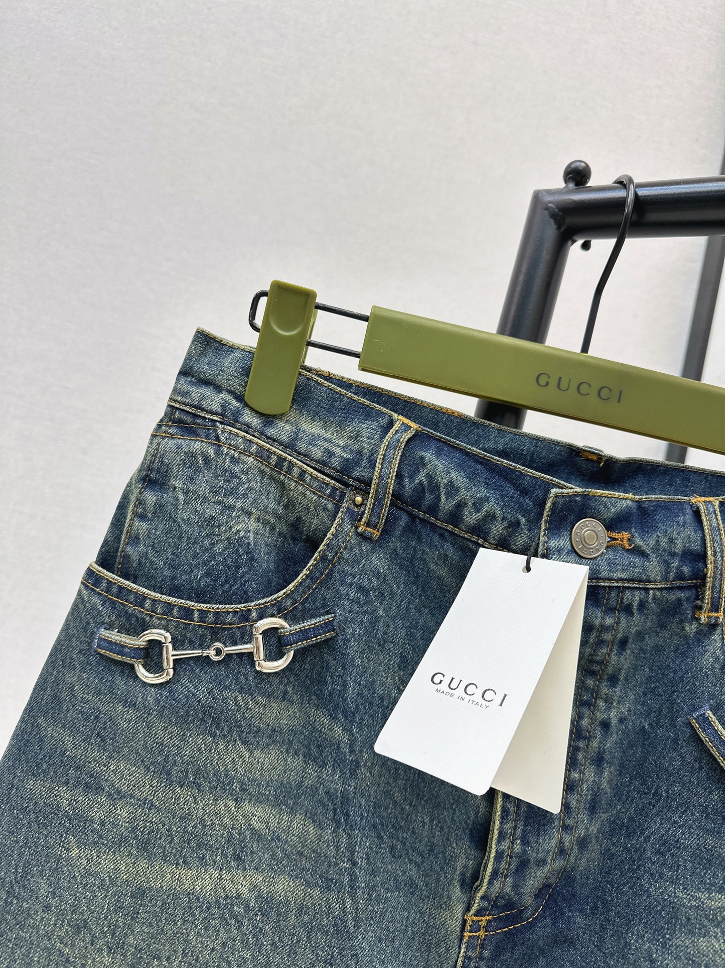 Distressed Denim Midi Skirt