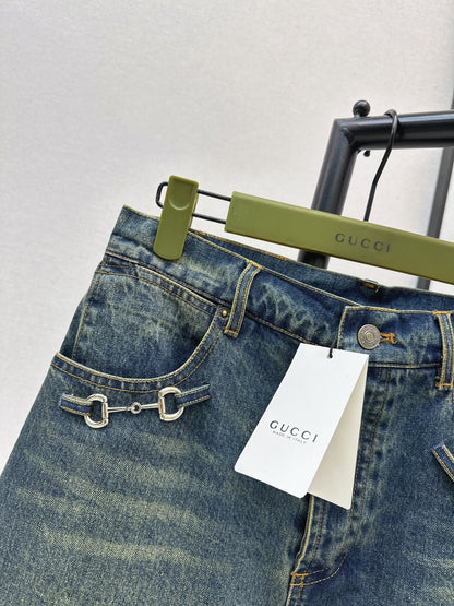 Distressed Denim Midi Skirt