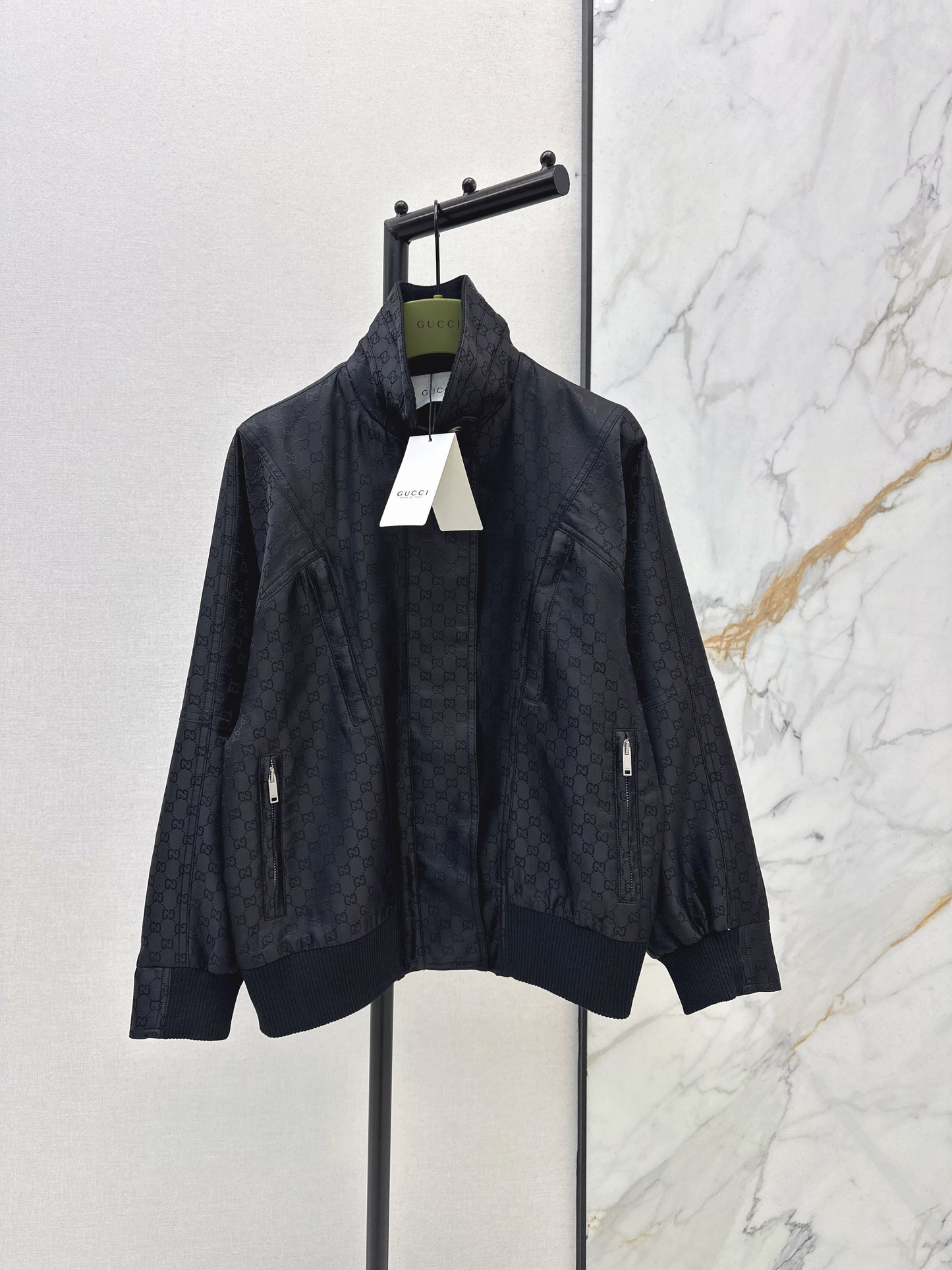 Jacquard stand-collar jacket
