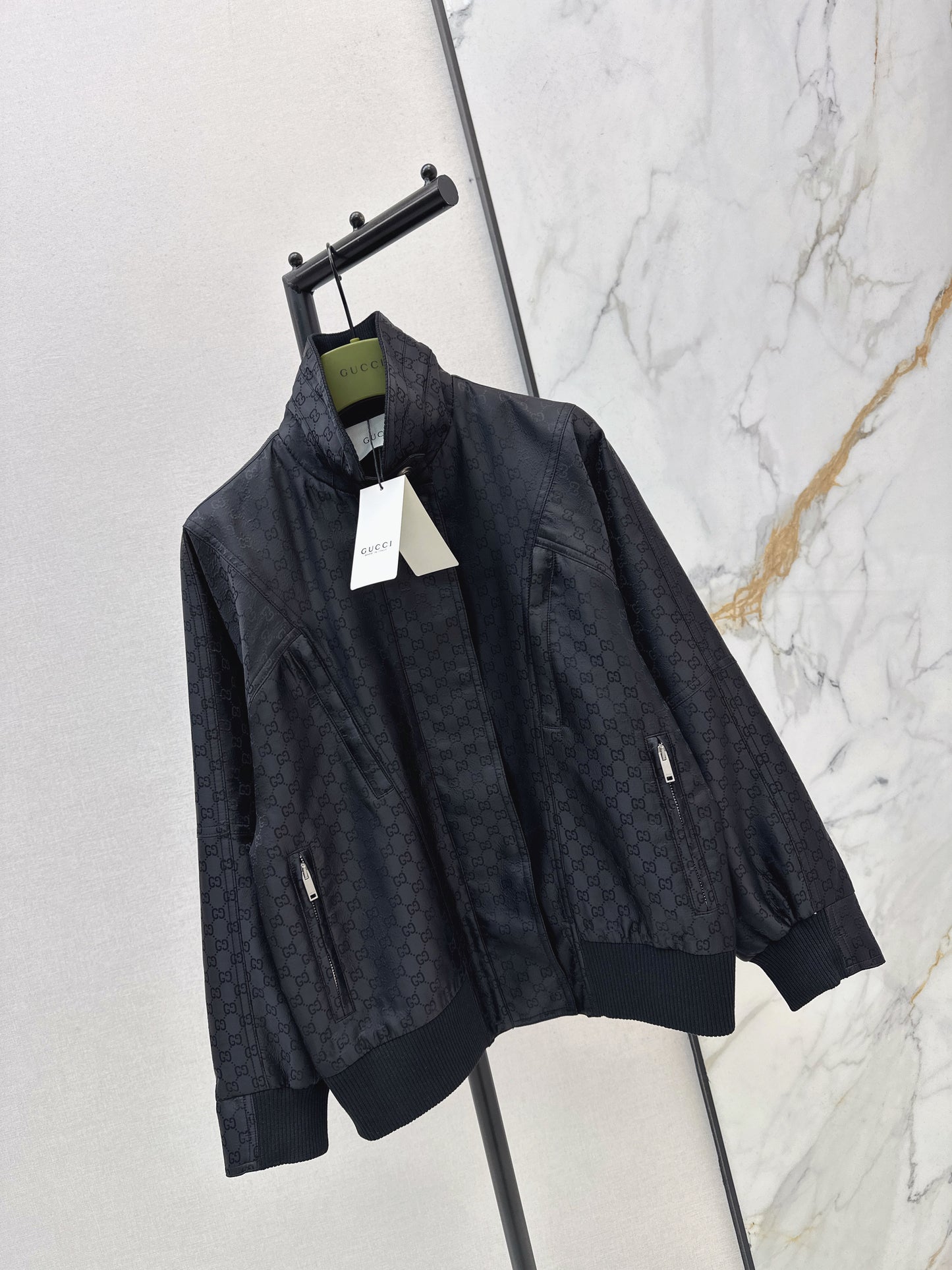 Jacquard stand-collar jacket