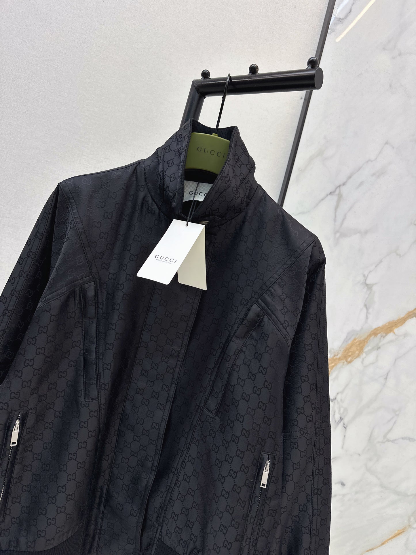 Jacquard stand-collar jacket