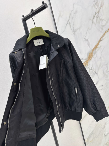 Jacquard stand-collar jacket