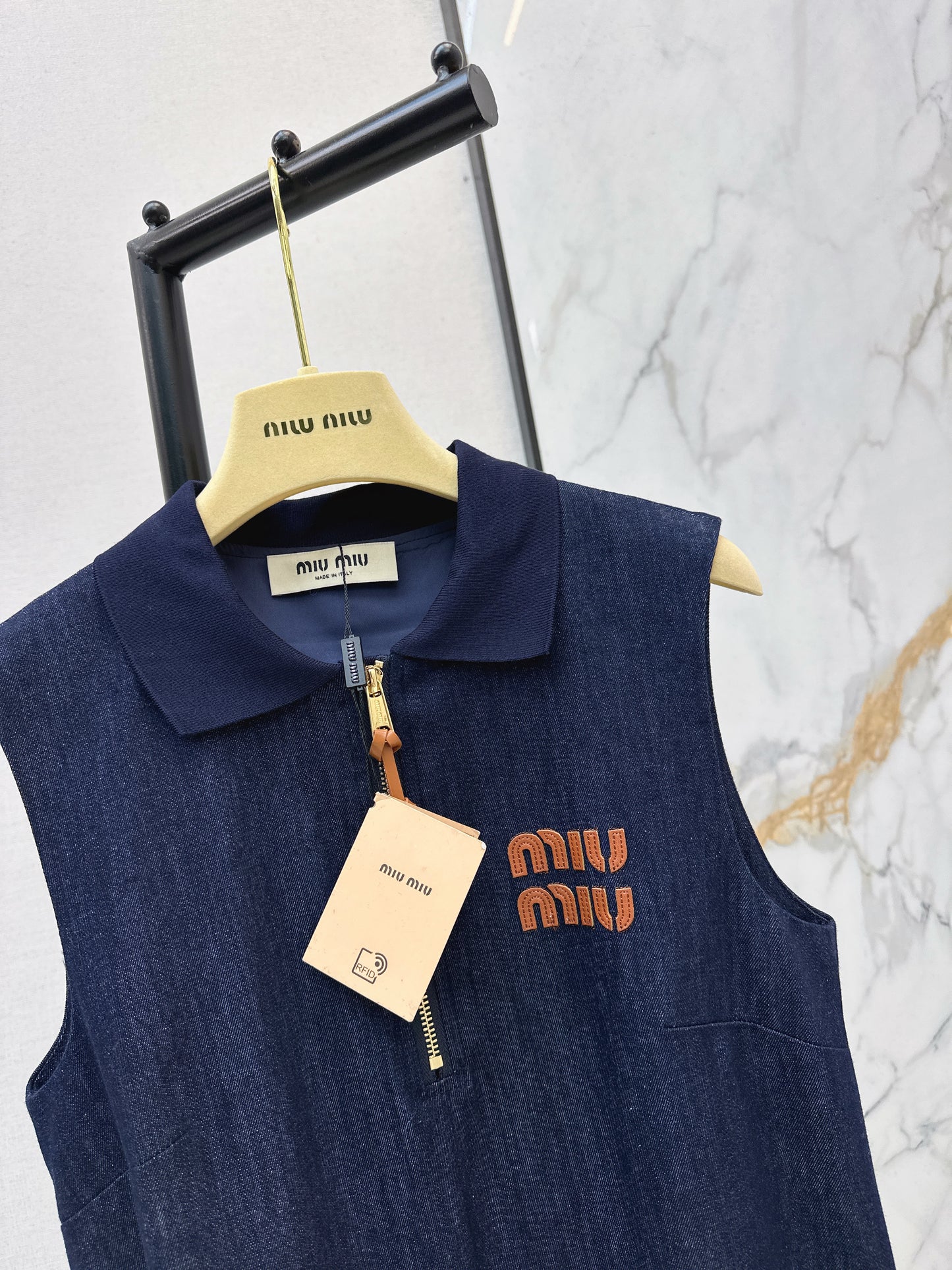 Denim Sleeveless Pleated Dress