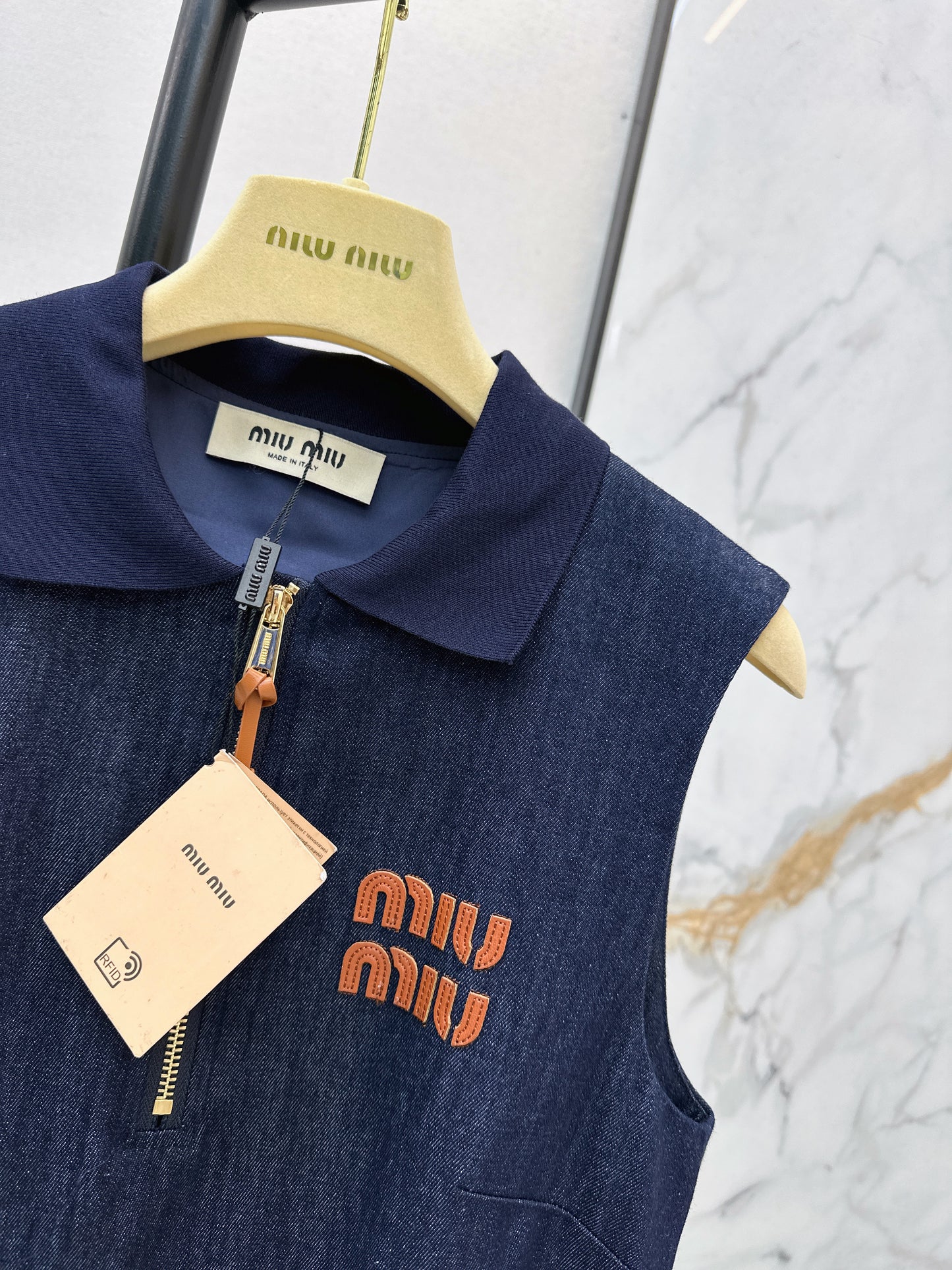 Denim Sleeveless Pleated Dress