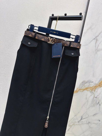 Side zipper midi skirt