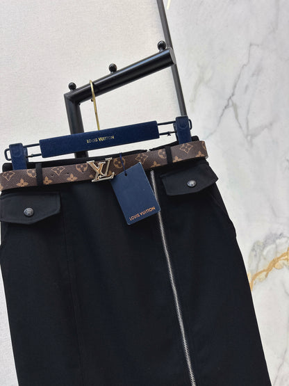 Side zipper midi skirt