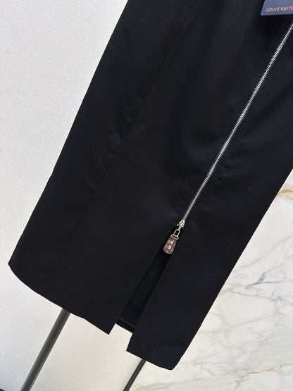 Side zipper midi skirt